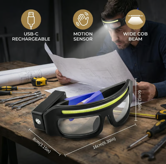 Rechargeable LED Headlamp with Motion Sensor – USB-C Work Light for